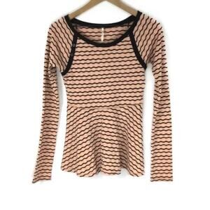Free People Squiggle Print Peplum Top, Size Small